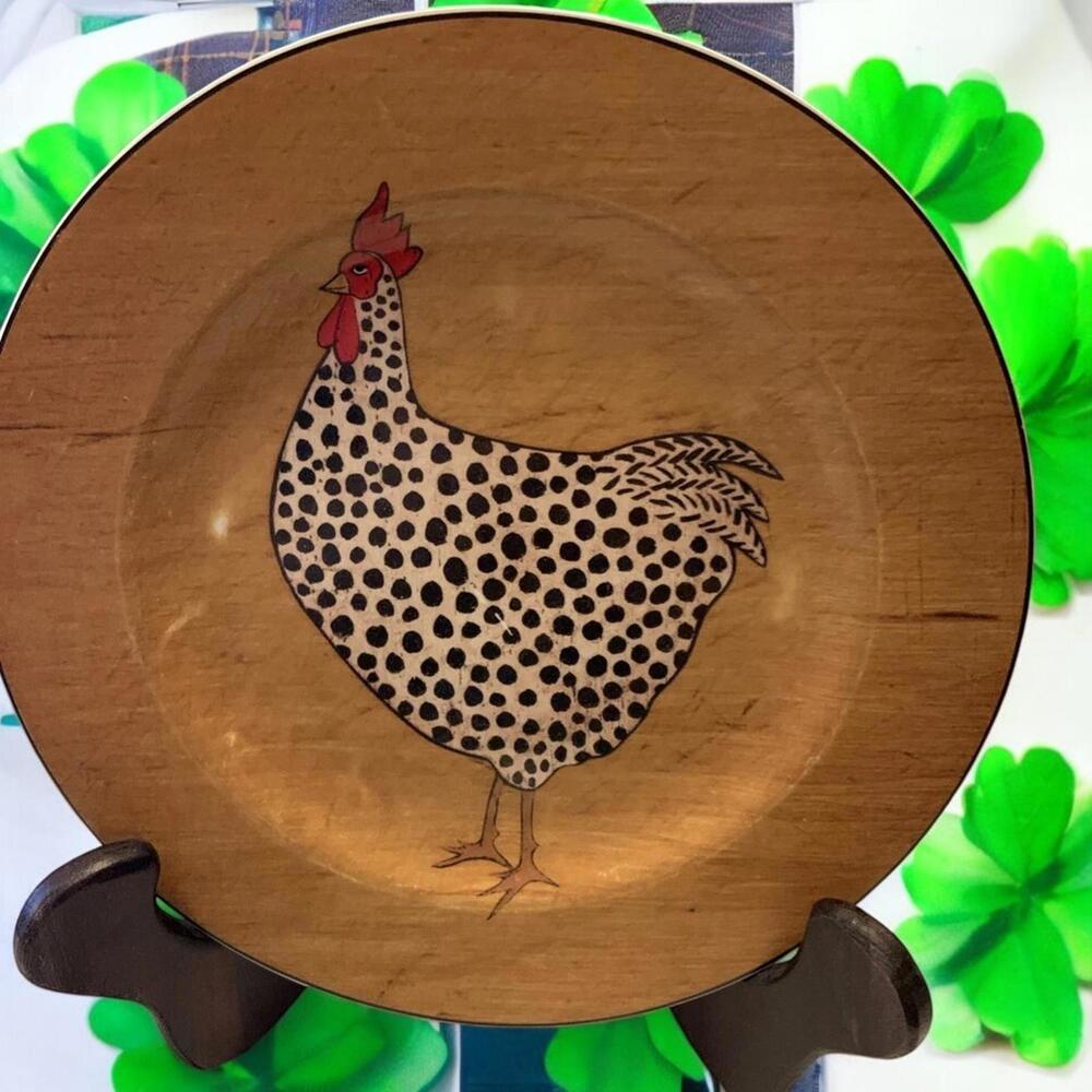 Brandon House by Sakura Country Quartet Chicken Plate Spotted Hen 8.25